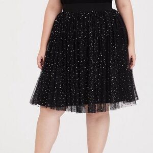 Torrid Black Shine Tulle Midi Skirt